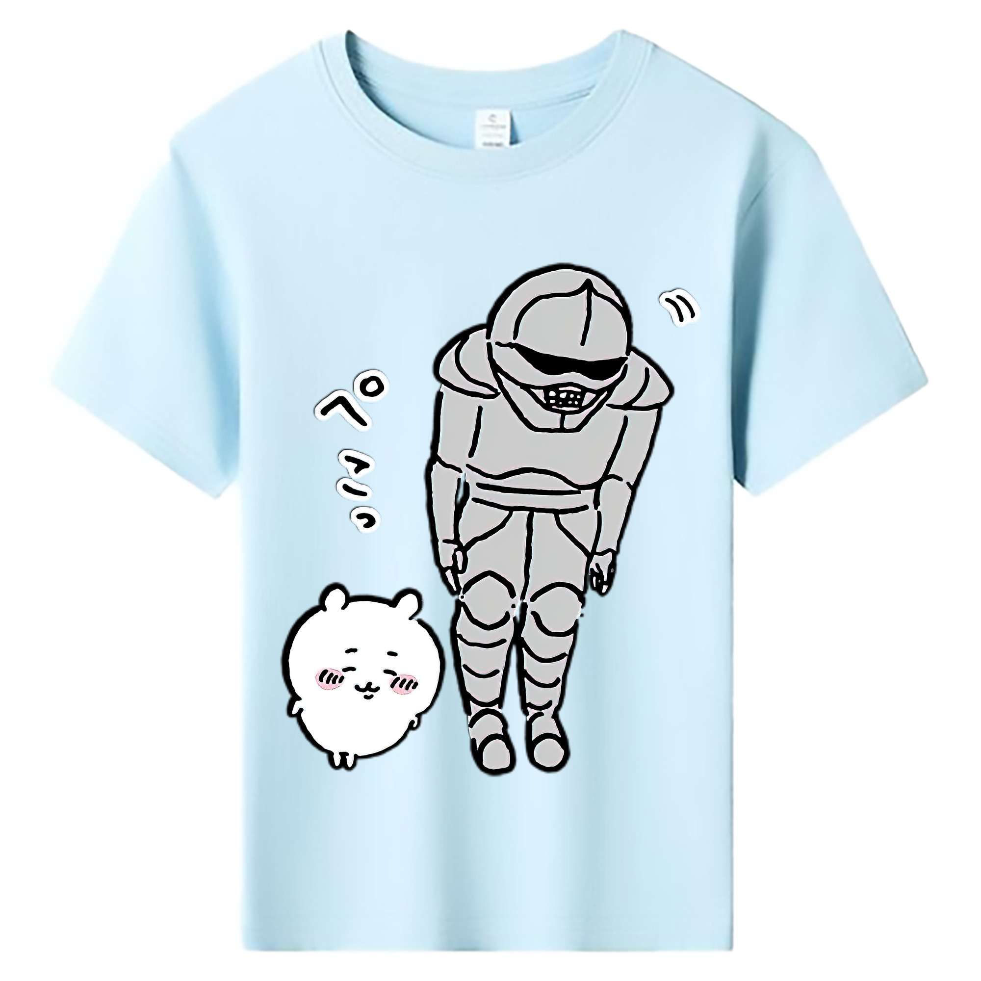 （画像用） ちいかわ 労働の鎧さん Chii-kawa Mr. Armor of Labor 綿100％キッズTシャツ（フロントプリント）
